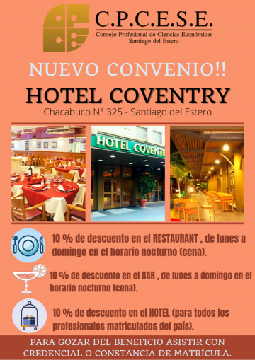 Nuevo Beneficio: Convenio Hotel Coventry