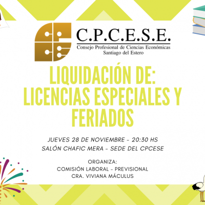 Liquidación de: Licencias Especiales y Feriados